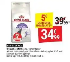 Gamm vert Royal canin - croquettes sterilised 37 royal canin offre