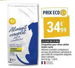 Gamm vert Complet - croquettes pour chien adulte toutes races offre