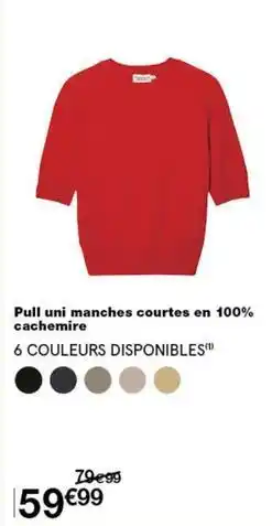 Monop' Pull uni manches courtes en 100% cachemire offre