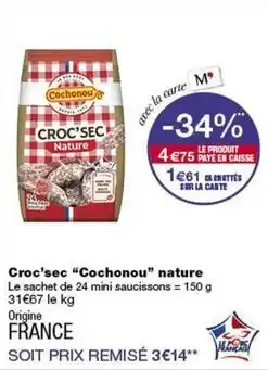 Monop' Cochonou - croc'sec cochonou nature offre