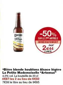 Monop' Bière blonde houblons alsace légère offre