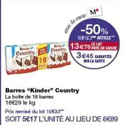 Monop' Kinder - barres country offre