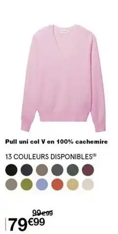 Monop' Pull uni col v en 100% cachemire offre