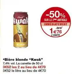 Monop' Kwak - bière blonde offre
