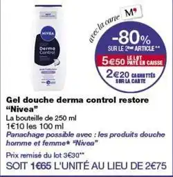 Monop' Nivea - gel douche derma control restore offre