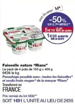 Monop' Rians - faisselle nature offre