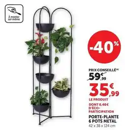 Hyper U Porte-plante 6 pots metal offre