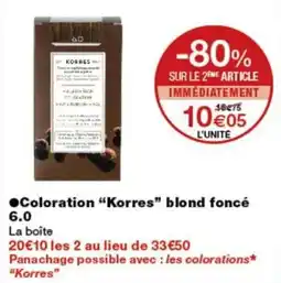 Monop' Korres Coloration blond foncé 6.0 offre