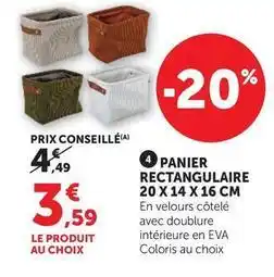 Super U Panier rectangulaire 20 x 14 x 16 cm offre
