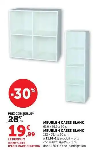 Super U Meuble 4 cases blanc offre