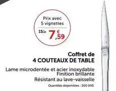 Super U Coffret de 4 couteaux de table offre