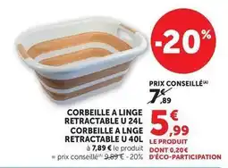 Super U Corbeille a linge retractable 24l offre