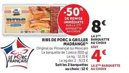 Hyper U Madrange - ribs de porc a griller offre