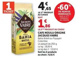 Hyper U Jacques vabre - cafe moulu origine offre
