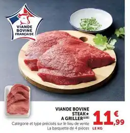 Hyper U Viande bovine steak a griller offre