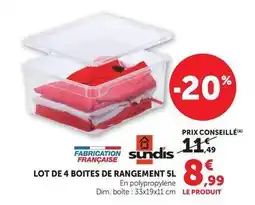 Super U Sundis - lot de 4 boites de rangement offre