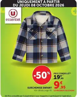 Hyper U U essentiel - surchemise enfant offre