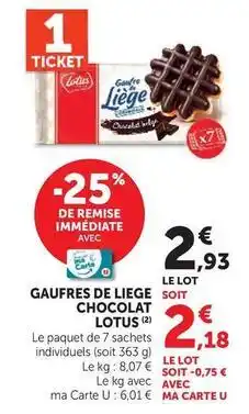 Hyper U Lotus - gaufres de liege chocolat offre