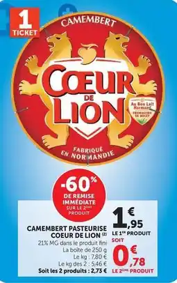 Hyper U Coeur de lion - camembert pasteurise offre
