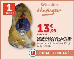 Hyper U Domaine de la bastine - cuisse de canard confite offre