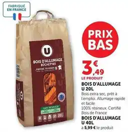 Super U U - bois d'allumage offre