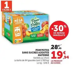 Super U Pom potes- sans sucres ajoutes materne offre