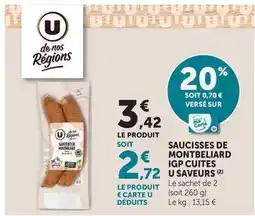 Super U U - saucisses de montbeliard igp cuites saveurs offre