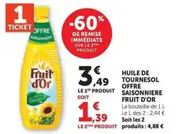 Super U Fruit d´or - huile de tournesol offre saisonniere offre