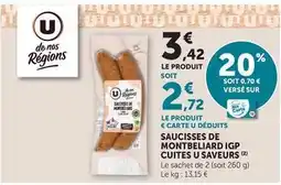 U Express U - saucisses de montbéliard igp cuites saveurs offre