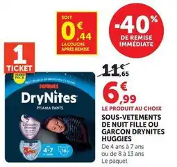 Super U Huggies - sous-vetements de nuit fille drynites offre