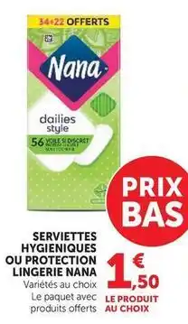 Super U Nana - serviettes hygiéniques offre