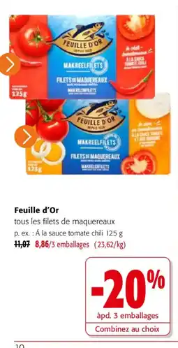 Colruyt Feuille d'Or tous les filets de maquereaux offre