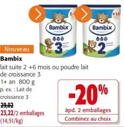 Colruyt Bambix lait suite 2 +6 mois ou poudre lait de croissance 3 offre