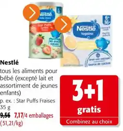 Colruyt Nestlé tous les aliments pour bébé offre