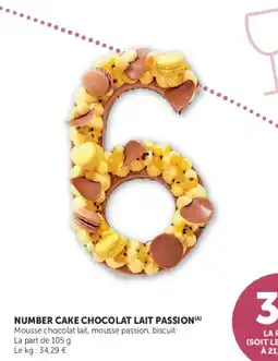 Super U NUMBER CAKE CHOCOLAT LAIT PASSION offre