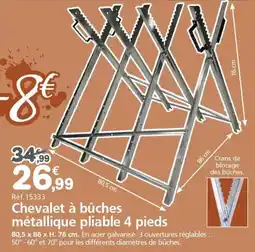 Provence Outillage Chevalet à bûches métallique pliable 4 pieds offre