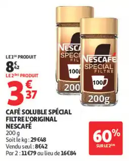 Auchan Nescafé café soluble spécial filtre l'original offre
