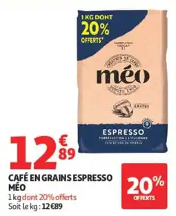 Auchan méo Café en grains Espresso offre