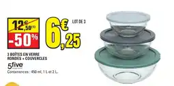E.Leclerc 5five BOÎTES EN VERRE RONDES + COUVERCLES offre