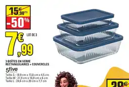 E.Leclerc 5five BOÎTES EN VERRE RECTANGULAIRES + COUVERCLES offre