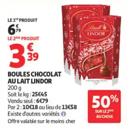 Auchan Lindt Boules chocolat au lait offre