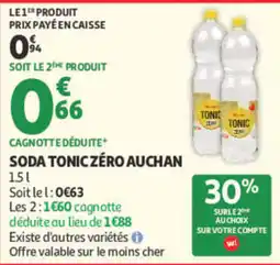 Auchan SODA TONIC ZÉRO AUCHAN offre