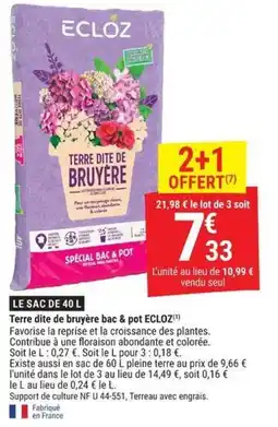 Gamm vert ECLOZ Terre dite de bruyère offre