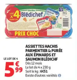 Auchan Blédichef Assiettes Hachis Parmentier & Purée aux Épinards et Saumon offre