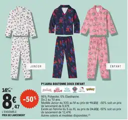 E.Leclerc Pyjama boutonne doux enfant offre