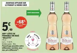 E.Leclerc Billette AOP CÔTES DE PROVENCE VIN ROSÉ offre