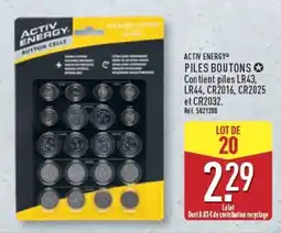 ALDI ACTIV ENERGY PILES BOUTONS offre