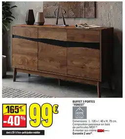 E.Leclerc HOME DECO FACTORY BUFFET 3 PORTES "FOREST" offre