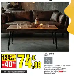 E.Leclerc HOME DECO FACTORY TABLE BASSE "FOREST" offre