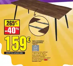 E.Leclerc HOME DECO FACTORY TABLE EXTENSIBLE 6 À 8 PERSONNES "FOREST" offre